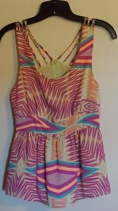 Multi colored silk peplum top